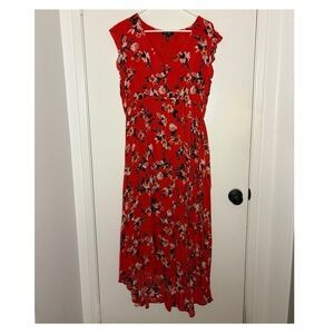 Jessica Simpson Red Floral Midi Dress